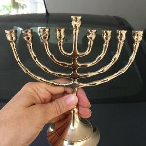 Elegant Gold Menorah Candle Holder